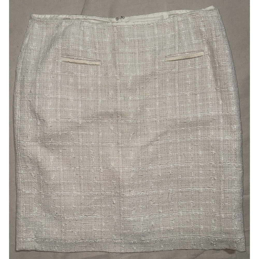 Vintage Pendleton Pencil Skirt Women's Size 18 Winter White Cream Tweed